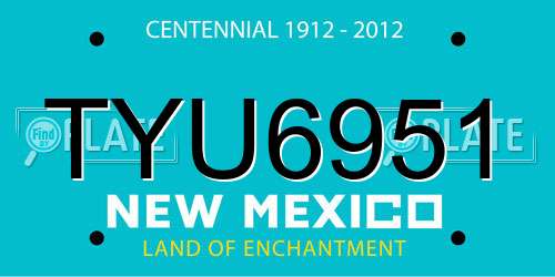 TYU6951 New Mexico License Plate
