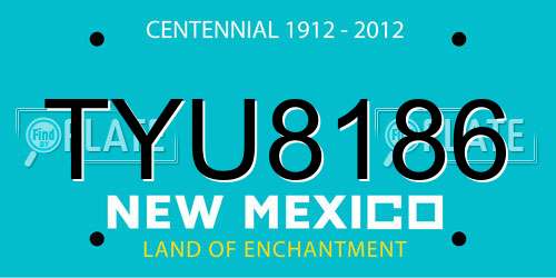 TYU8186 New Mexico License Plate