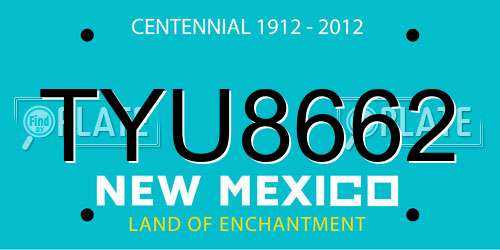 TYU8662 New Mexico License Plate