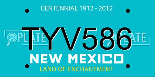 TYV586 New Mexico License Plate