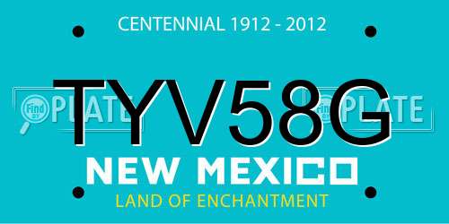 TYV58G New Mexico License Plate