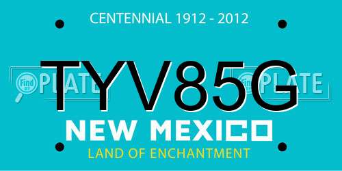 TYV85G New Mexico License Plate