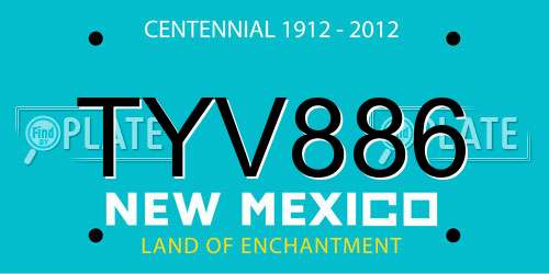 TYV886 New Mexico License Plate
