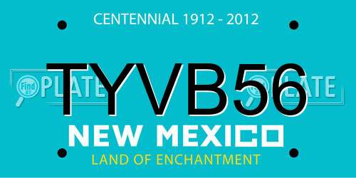 TYVB56 New Mexico License Plate