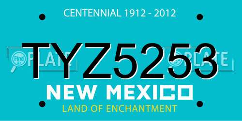 TYZ5253 New Mexico License Plate