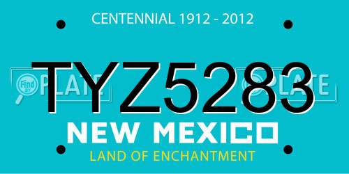 TYZ5283 New Mexico License Plate