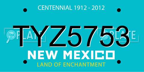TYZ5753 New Mexico License Plate