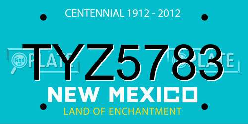 TYZ5783 New Mexico License Plate