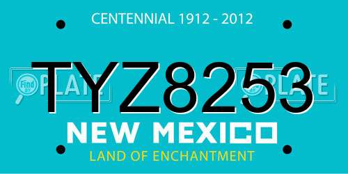 TYZ8253 New Mexico License Plate