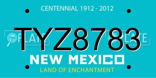 TYZ8783 New Mexico License Plate