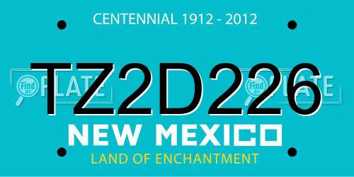 TZ2D226 New Mexico License Plate