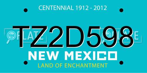 TZ2D598 New Mexico License Plate