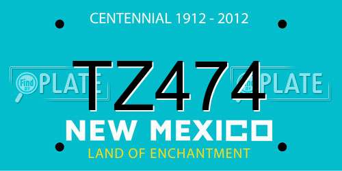 TZ474 New Mexico License Plate