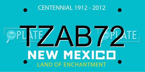 TZAB72 New Mexico License Plate
