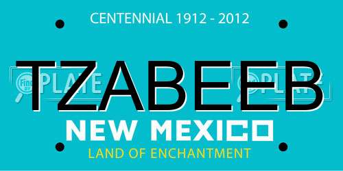 TZABEEB New Mexico License Plate