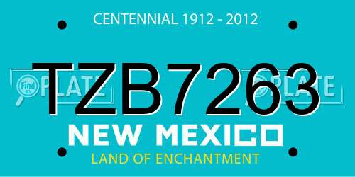 TZB7263 New Mexico License Plate