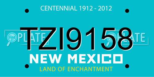 TZI9158 New Mexico License Plate