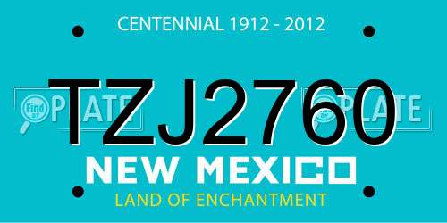 TZJ2760 New Mexico License Plate