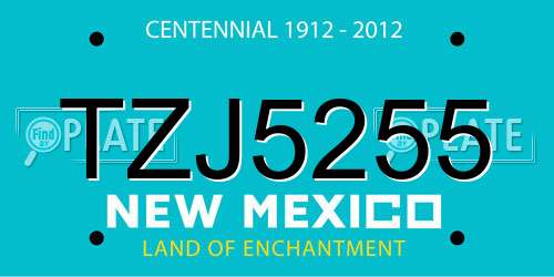 TZJ5255 New Mexico License Plate