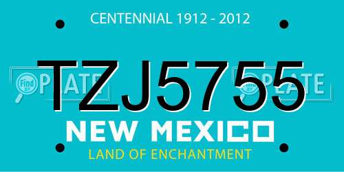 TZJ5755 New Mexico License Plate
