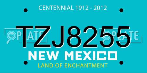 TZJ8255 New Mexico License Plate