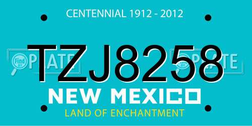TZJ8258 New Mexico License Plate