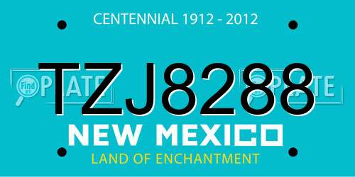 TZJ8288 New Mexico License Plate