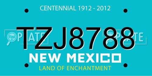 TZJ8788 New Mexico License Plate