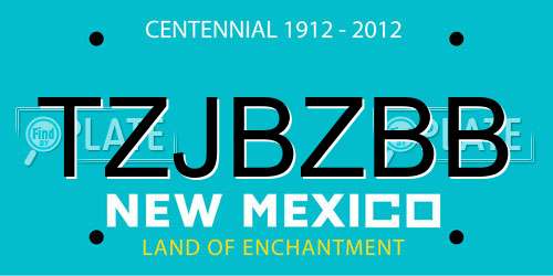 TZJBZBB New Mexico License Plate