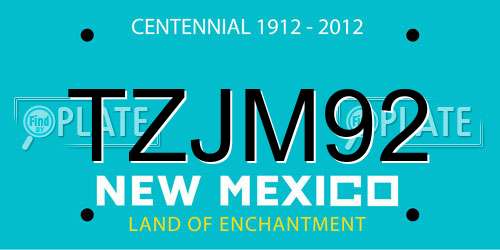 TZJM92 New Mexico License Plate