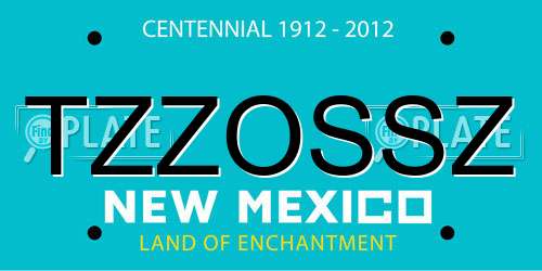 TZZOSSZ New Mexico License Plate