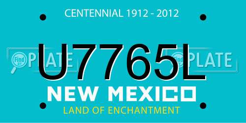 U7765L New Mexico License Plate