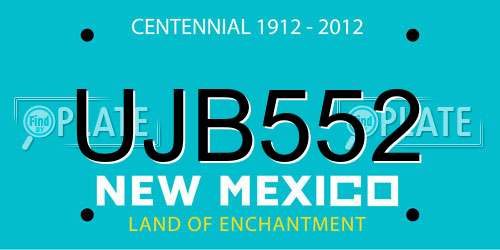 UJB552 New Mexico License Plate