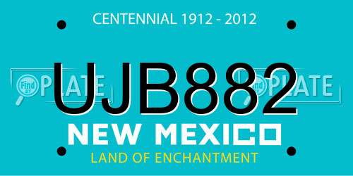 UJB882 New Mexico License Plate