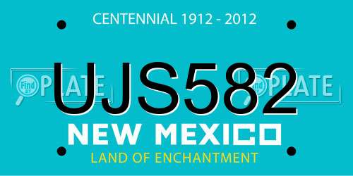 UJS582 New Mexico License Plate