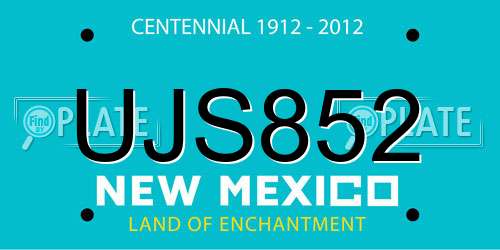 UJS852 New Mexico License Plate