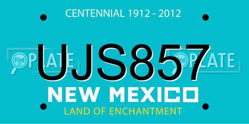 UJS857 New Mexico License Plate
