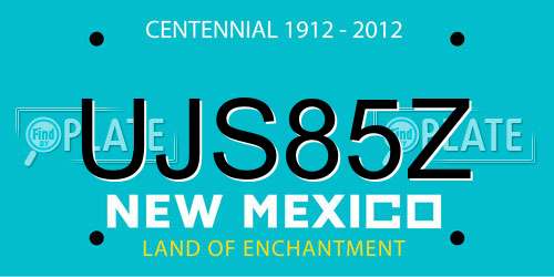 UJS85Z New Mexico License Plate