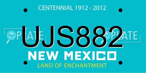 UJS882 New Mexico License Plate