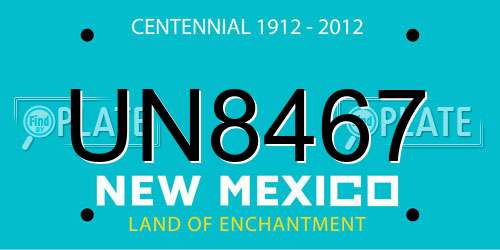 UN8467 New Mexico License Plate