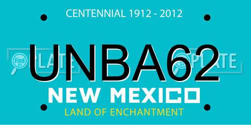 UNBA62 New Mexico License Plate