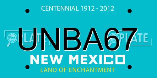 UNBA67 New Mexico License Plate