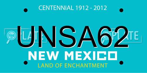UNSA62 New Mexico License Plate