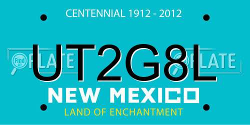 UT2G8L New Mexico License Plate
