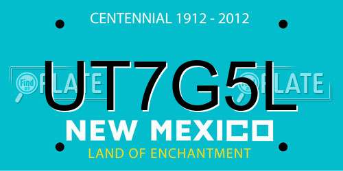 UT7G5L New Mexico License Plate