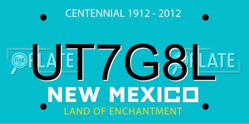 UT7G8L New Mexico License Plate