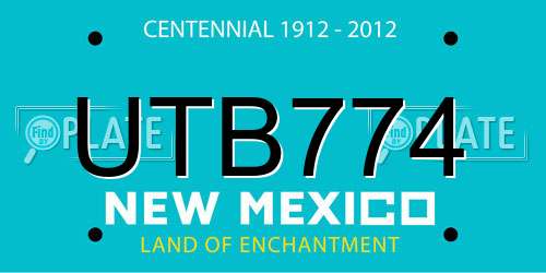 UTB774 New Mexico License Plate