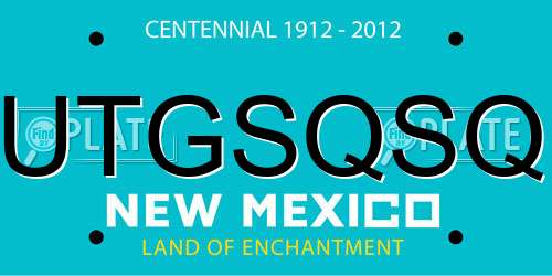 UTGSQSQ New Mexico License Plate