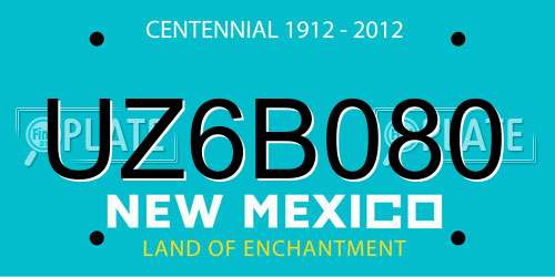 UZ6B080 New Mexico License Plate