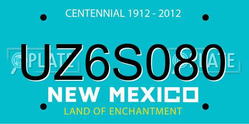 UZ6S080 New Mexico License Plate